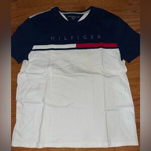 Tommy Hilfiger tshirt white and dark blue size large mens